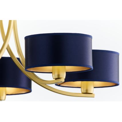 Jupiter 2094 - Lampadario a catena ARTHUR 5xE27/15W/230V blu/oro