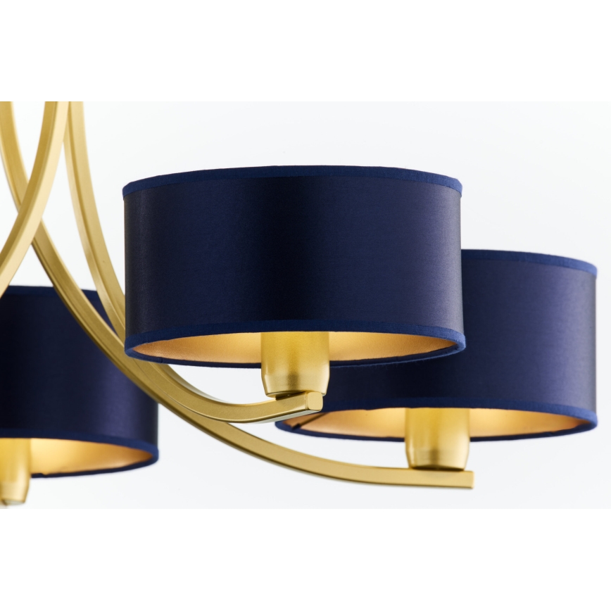 Jupiter 2094 - Lampadario a catena ARTHUR 5xE27/15W/230V blu/oro