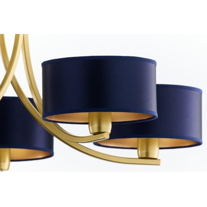 Jupiter 2094 - Lampadario a catena ARTHUR 5xE27/15W/230V blu/oro