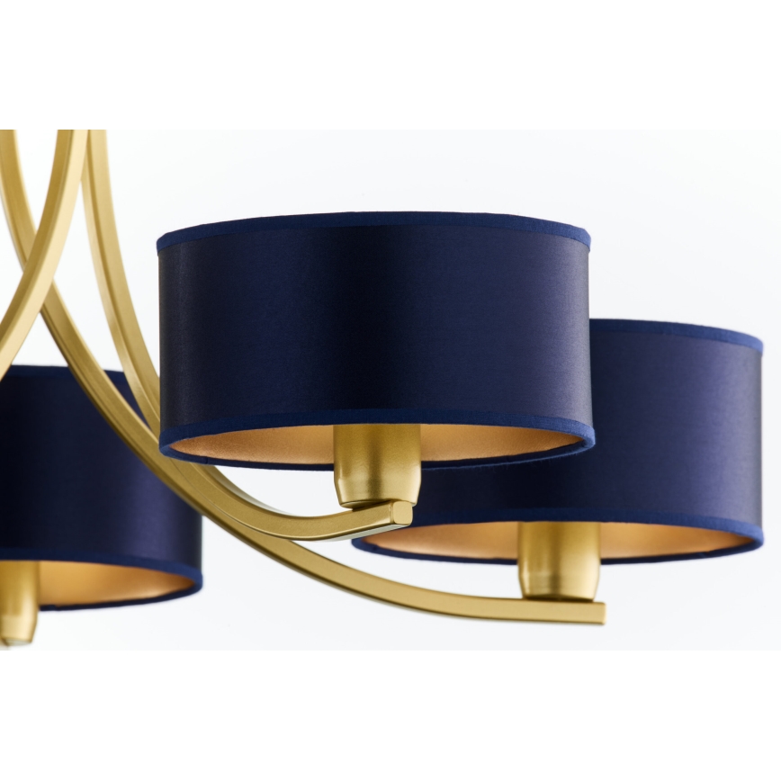 Jupiter 2094 - Lampadario a catena ARTHUR 5xE27/15W/230V blu/oro