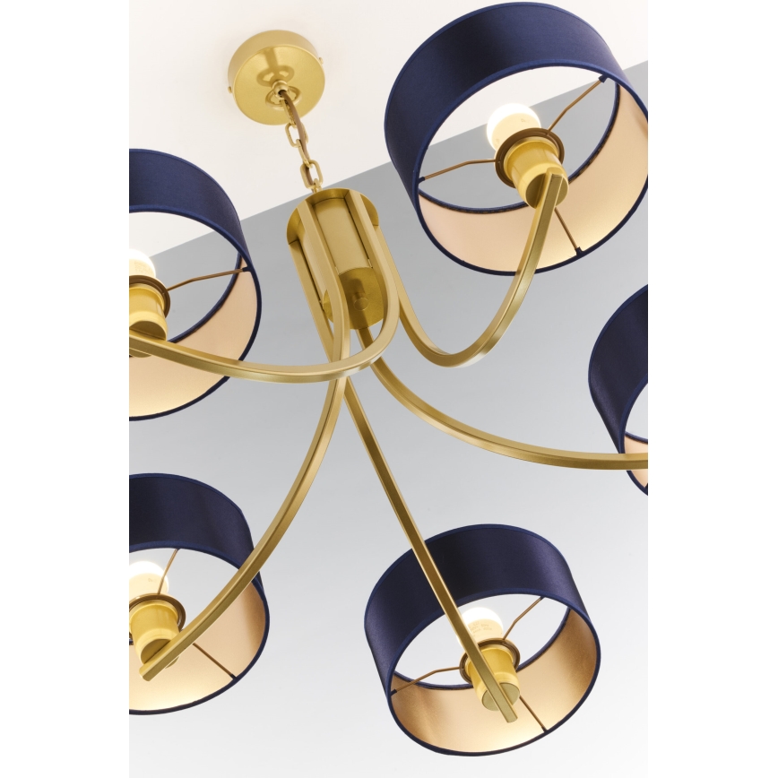 Jupiter 2094 - Lampadario a catena ARTHUR 5xE27/15W/230V blu/oro