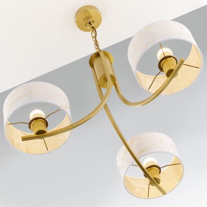 Jupiter 2096 - Lampadario a catena ARTHUR 3xE27/15W/230V bianco/oro/effetto marmo