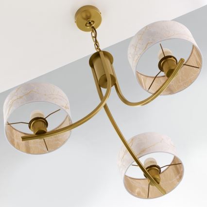 Jupiter 2096 - Lampadario a catena ARTHUR 3xE27/15W/230V bianco/oro/effetto marmo