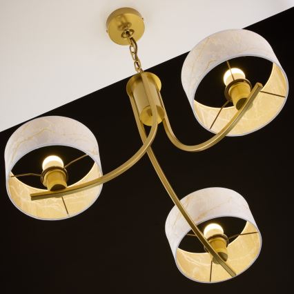 Jupiter 2096 - Lampadario a catena ARTHUR 3xE27/15W/230V bianco/oro/effetto marmo