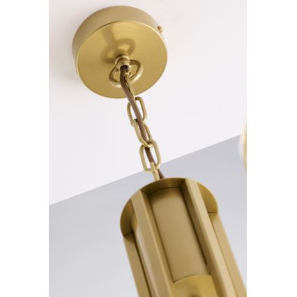 Jupiter 2097 - Lampadario a catena ARTHUR 5xE27/15W/230V bianco/oro/decorazione effetto marmo