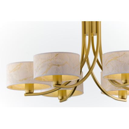 Jupiter 2098 - Lampadario a catena ARTHUR 6xE27/15W/230V bianco/oro/effetto marmo