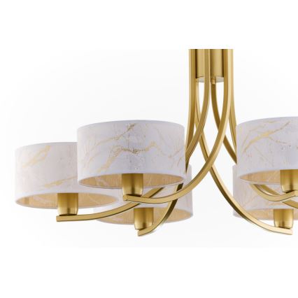 Jupiter 2098 - Lampadario a catena ARTHUR 6xE27/15W/230V bianco/oro/effetto marmo