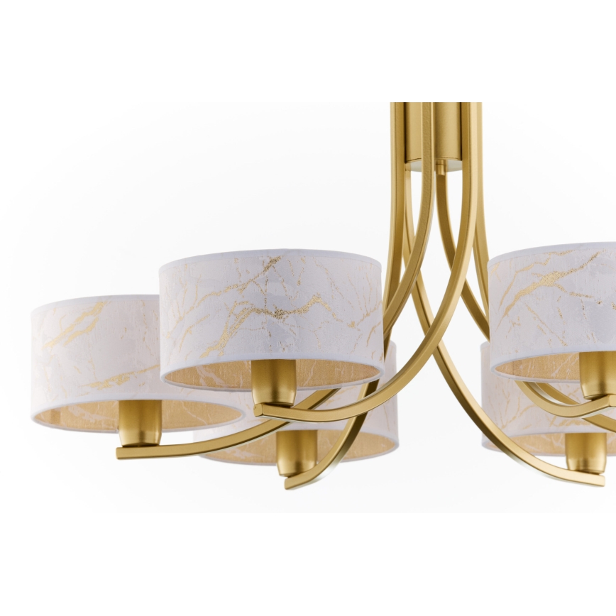 Jupiter 2098 - Lampadario a catena ARTHUR 6xE27/15W/230V bianco/oro/effetto marmo