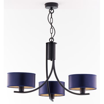 Jupiter 2099 - Lampadario a catena ARTHUR 3xE27/15W/230V blu/nero