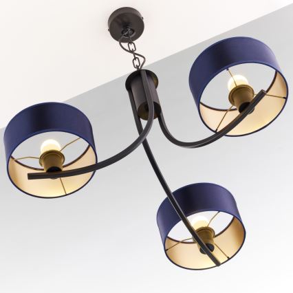 Jupiter 2099 - Lampadario a catena ARTHUR 3xE27/15W/230V blu/nero