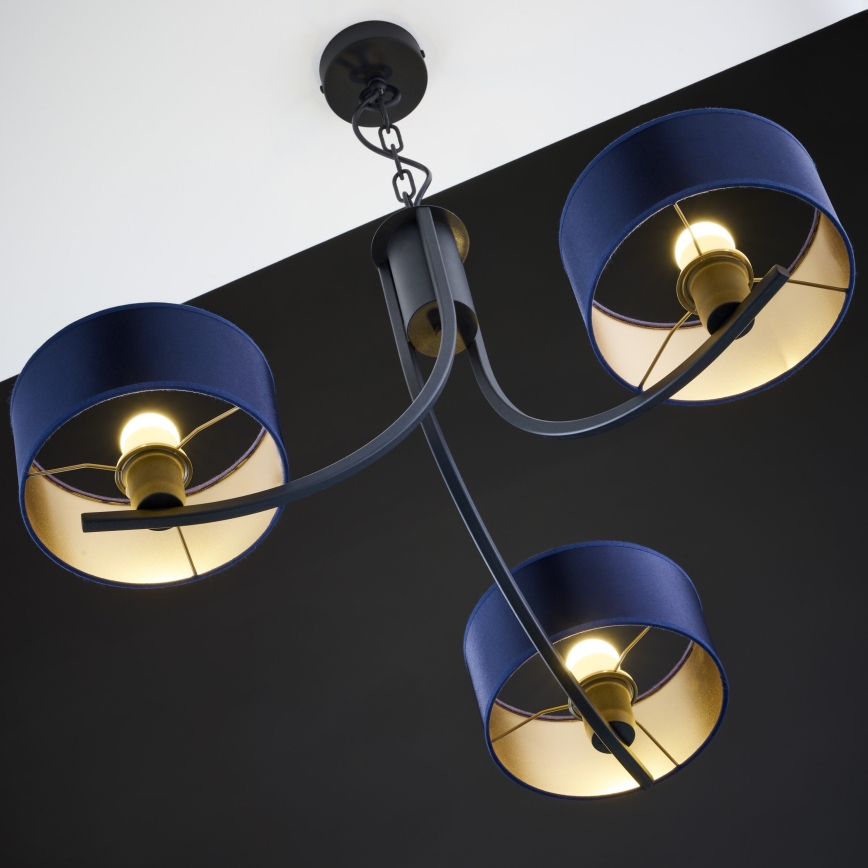 Jupiter 2099 - Lampadario a catena ARTHUR 3xE27/15W/230V blu/nero