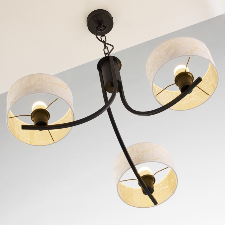 Jupiter 2103 - Lampadario a catena ARTHUR 3xE27/15W/230V bianco/nero/finitura effetto marmo