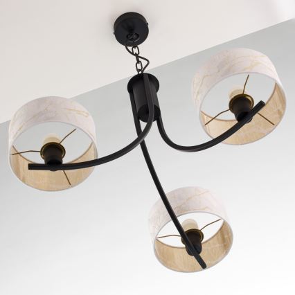 Jupiter 2103 - Lampadario a catena ARTHUR 3xE27/15W/230V bianco/nero/finitura effetto marmo