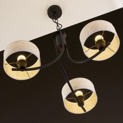 Jupiter 2103 - Lampadario a catena ARTHUR 3xE27/15W/230V bianco/nero/finitura effetto marmo