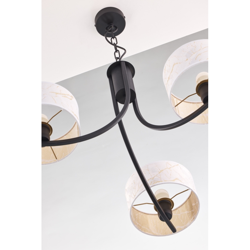 Jupiter 2103 - Lampadario a catena ARTHUR 3xE27/15W/230V bianco/nero/finitura effetto marmo