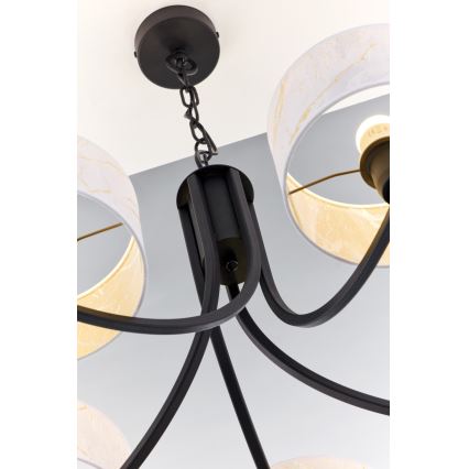 Jupiter 2104 - Lampadario a catena ARTHUR 5xE27/15W/230V bianco/nero/effetto marmo