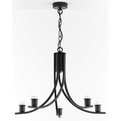 Jupiter 2104 - Lampadario a catena ARTHUR 5xE27/15W/230V bianco/nero/effetto marmo