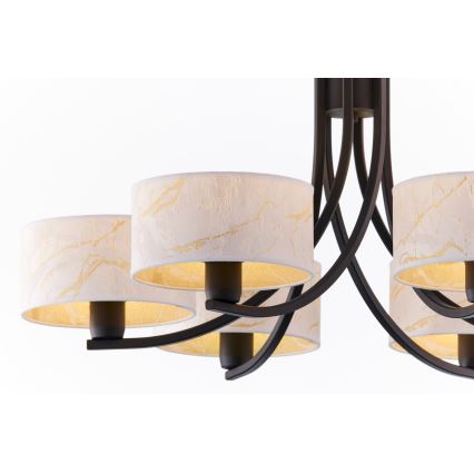 Jupiter 2105 - Lampadario con catena ARTHUR 6xE27/15W/230V bianco/nero/finitura effetto marmo