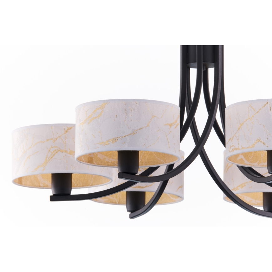 Jupiter 2105 - Lampadario con catena ARTHUR 6xE27/15W/230V bianco/nero/finitura effetto marmo