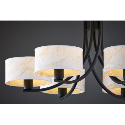 Jupiter 2105 - Lampadario con catena ARTHUR 6xE27/15W/230V bianco/nero/finitura effetto marmo