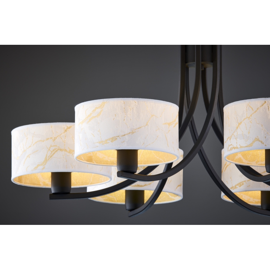 Jupiter 2105 - Lampadario con catena ARTHUR 6xE27/15W/230V bianco/nero/finitura effetto marmo