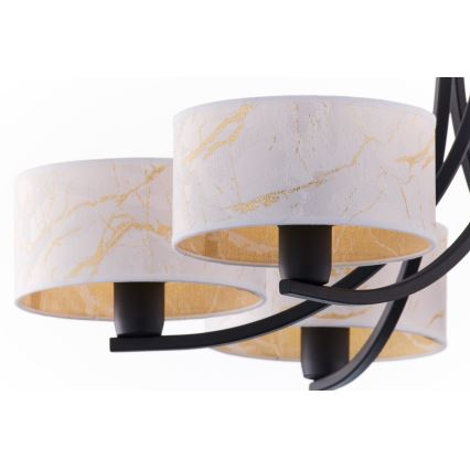 Jupiter 2105 - Lampadario con catena ARTHUR 6xE27/15W/230V bianco/nero/finitura effetto marmo