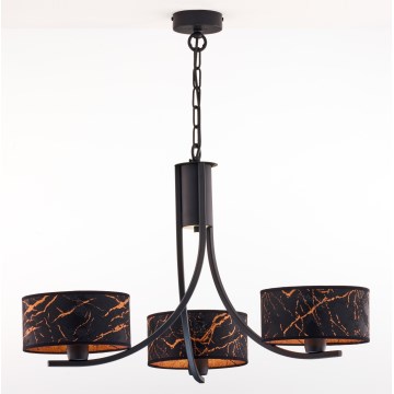Jupiter 2106 - Lampadario a catena ARTHUR 3xE27/15W/230V nero/arancione/effetto marmo