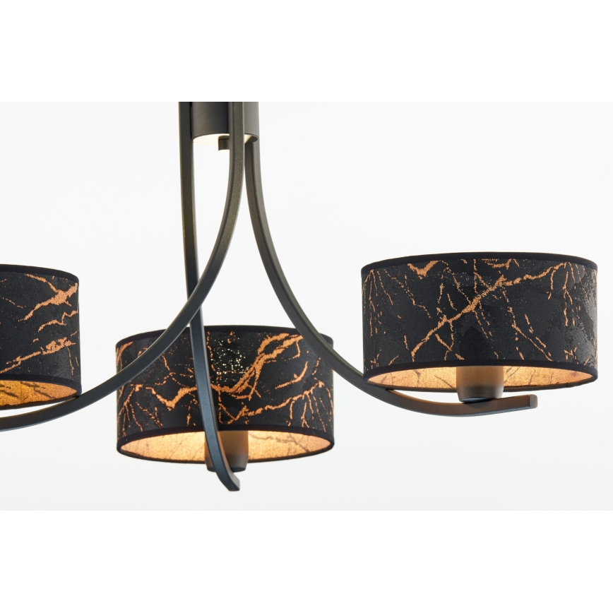 Jupiter 2106 - Lampadario a catena ARTHUR 3xE27/15W/230V nero/arancione/effetto marmo