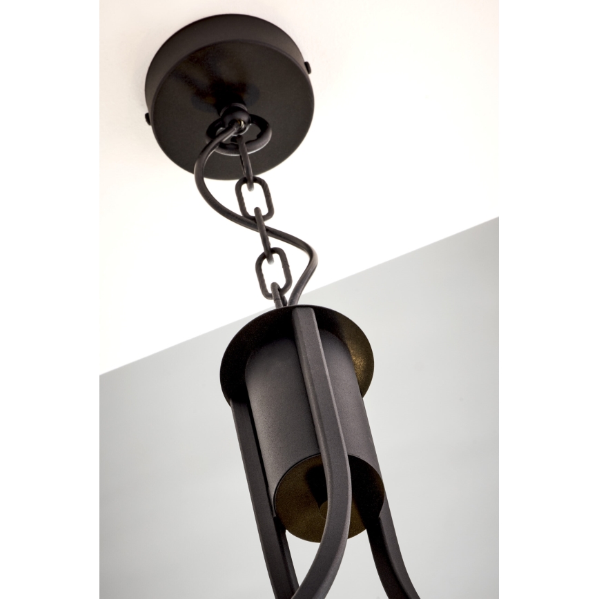 Jupiter 2106 - Lampadario a catena ARTHUR 3xE27/15W/230V nero/arancione/effetto marmo