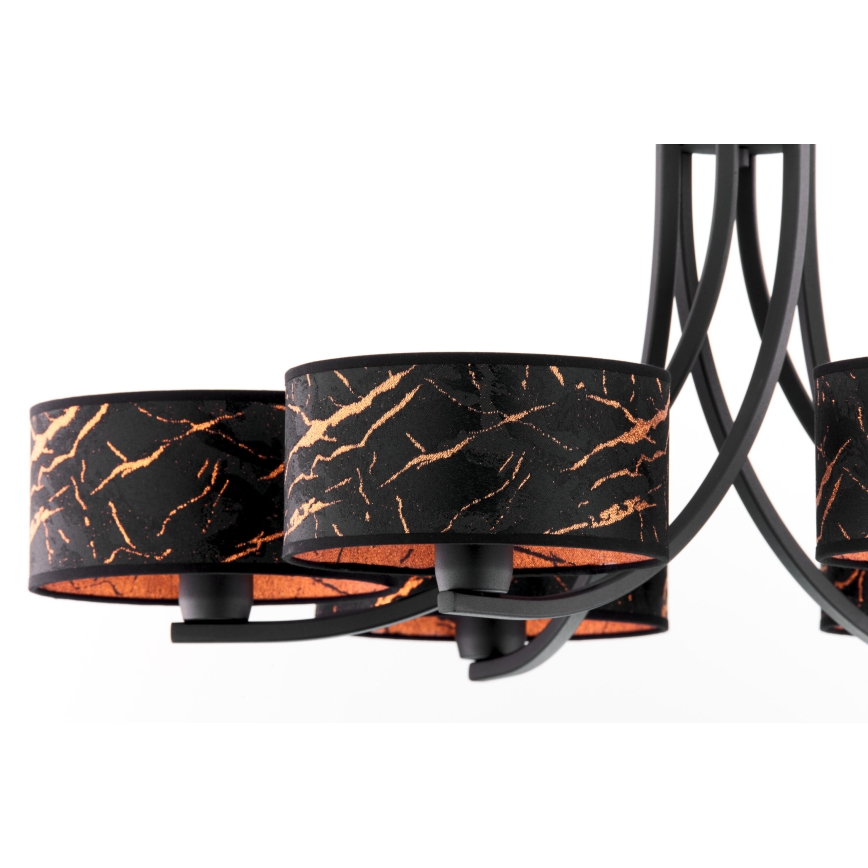 Jupiter 2108 - Lampadario a catena ARTHUR 6xE27/15W/230V nero/arancione/effetto marmo