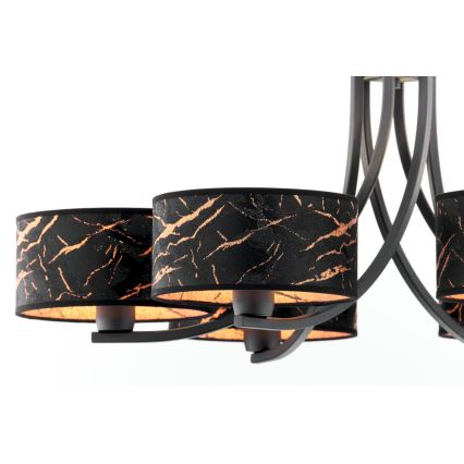 Jupiter 2108 - Lampadario a catena ARTHUR 6xE27/15W/230V nero/arancione/effetto marmo
