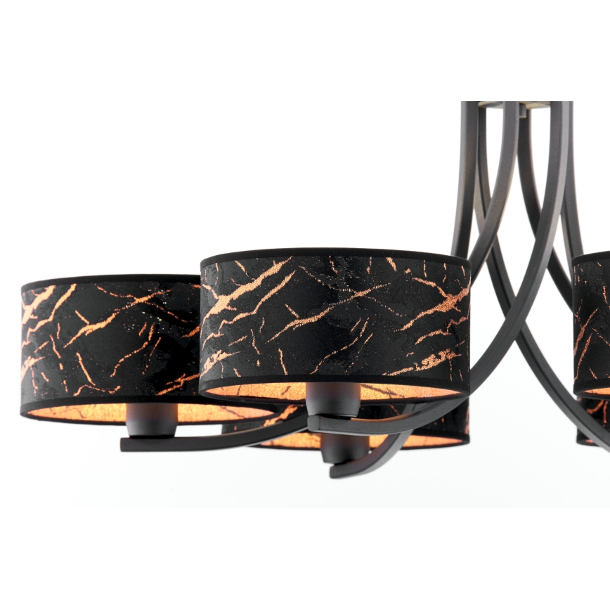 Jupiter 2108 - Lampadario a catena ARTHUR 6xE27/15W/230V nero/arancione/effetto marmo