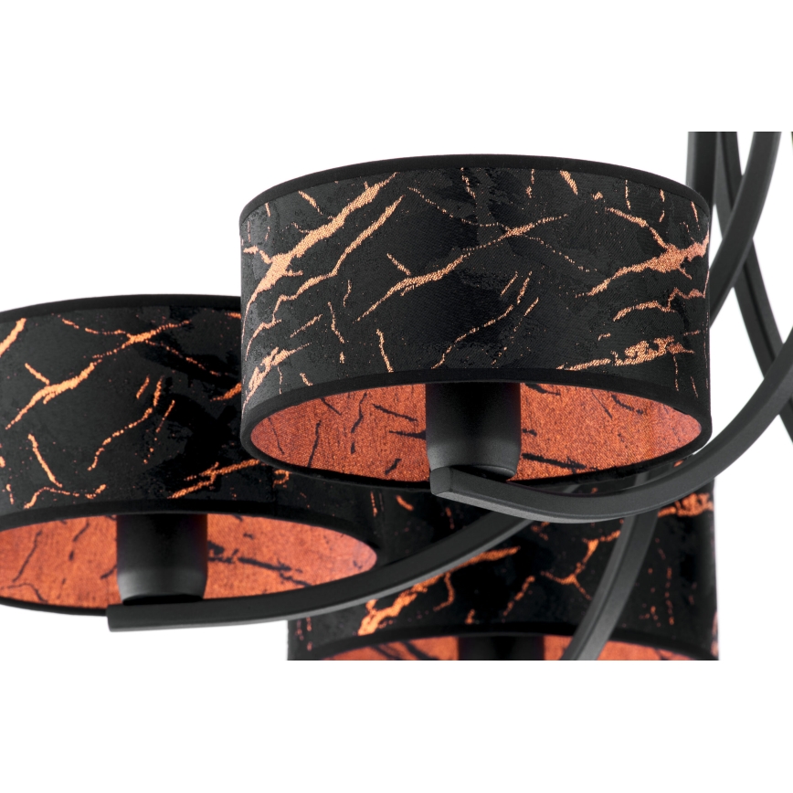 Jupiter 2108 - Lampadario a catena ARTHUR 6xE27/15W/230V nero/arancione/effetto marmo