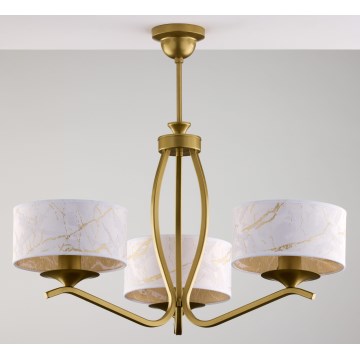 Jupiter 2109 - Lampadario a stelo KASZMIR 3xE27/15W/230V bianco/dorato/effetto marmo