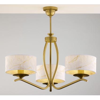 Jupiter 2109 - Lampadario a stelo KASZMIR 3xE27/15W/230V bianco/dorato/effetto marmo