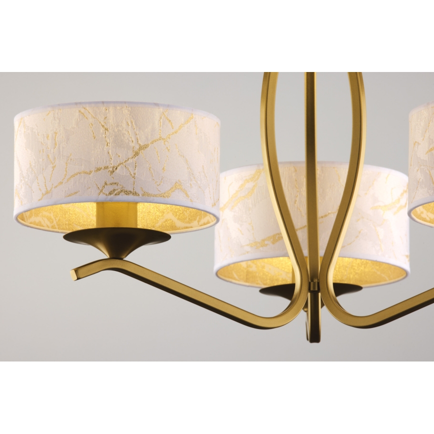 Jupiter 2109 - Lampadario a stelo KASZMIR 3xE27/15W/230V bianco/dorato/effetto marmo
