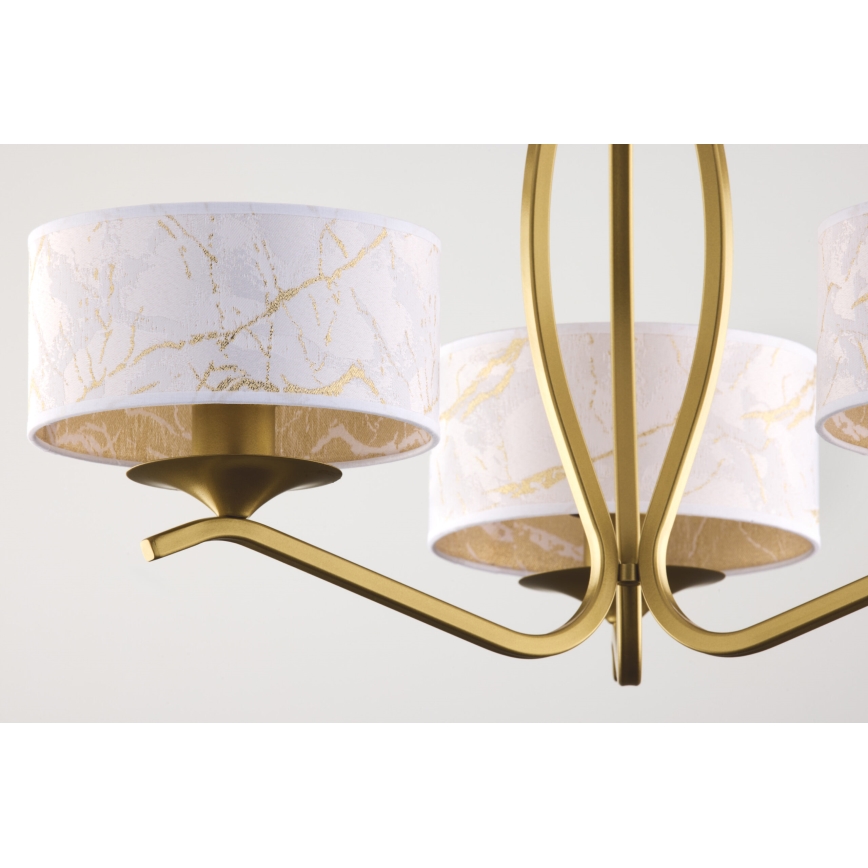 Jupiter 2109 - Lampadario a stelo KASZMIR 3xE27/15W/230V bianco/dorato/effetto marmo