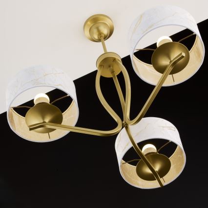 Jupiter 2109 - Lampadario a stelo KASZMIR 3xE27/15W/230V bianco/dorato/effetto marmo