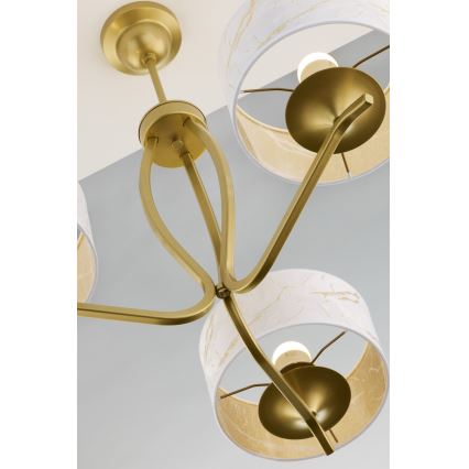Jupiter 2109 - Lampadario a stelo KASZMIR 3xE27/15W/230V bianco/dorato/effetto marmo