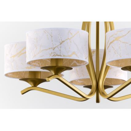 Jupiter 2110 - Lampadario su asta KASZMIR 5xE27/15W/230V bianco/oro/effetto marmo