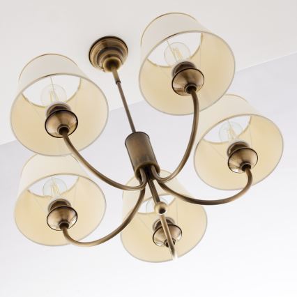 Jupiter 2133 - Lampadario a stelo CLASSIC 5xE27/15W/230V bronzo/patina/crema