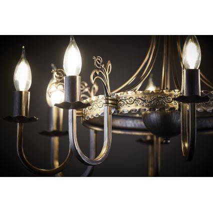 Jupiter 225 - KO 8 - Lampadario a sospensione con catena KORONA 8xE14/40W/230V