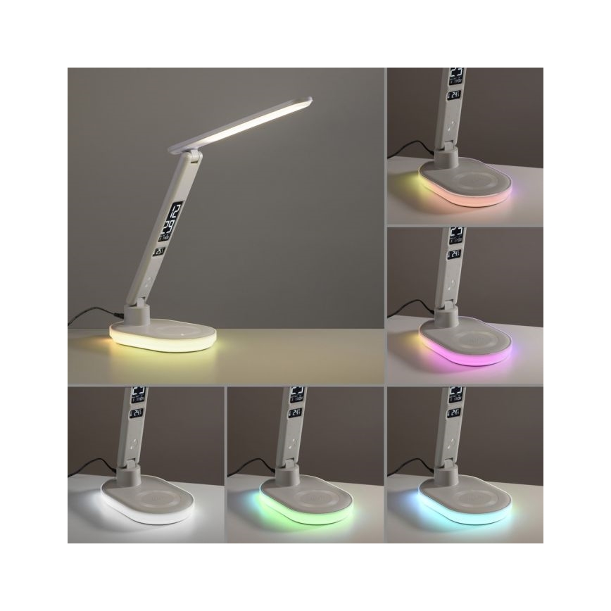 JUST LIGHT. 11018-16 - Lampada da tavolo LED RGBW dimmerabile con ricarica wireless TINA LED/4W/230V bianco