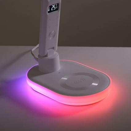 JUST LIGHT. 11018-16 - Lampada da tavolo LED RGBW dimmerabile con ricarica wireless TINA LED/4W/230V bianco