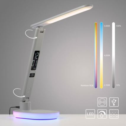JUST LIGHT. 11018-16 - Lampada da tavolo LED RGBW dimmerabile con ricarica wireless TINA LED/4W/230V bianco