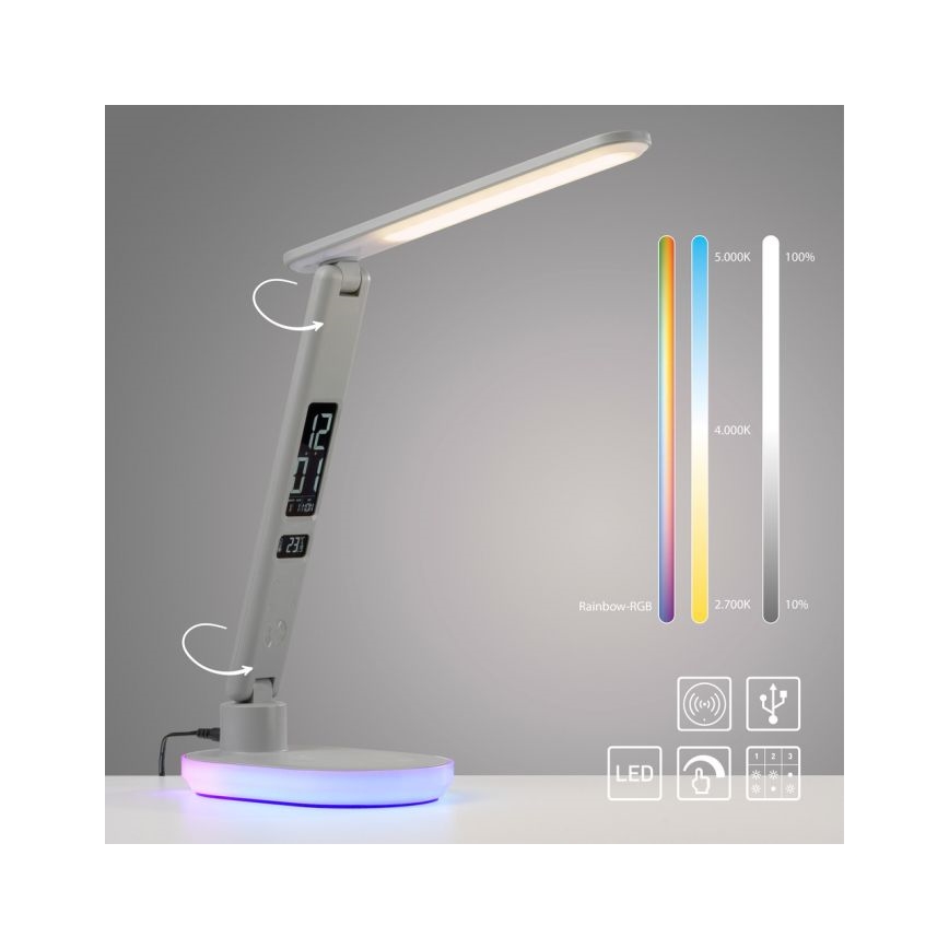 JUST LIGHT. 11018-16 - Lampada da tavolo LED RGBW dimmerabile con ricarica wireless TINA LED/4W/230V bianco