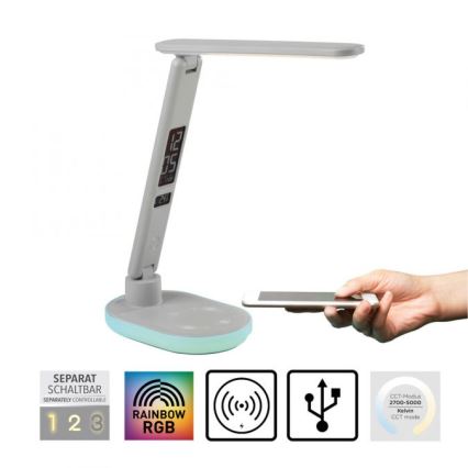 JUST LIGHT. 11018-16 - Lampada da tavolo LED RGBW dimmerabile con ricarica wireless TINA LED/4W/230V bianco