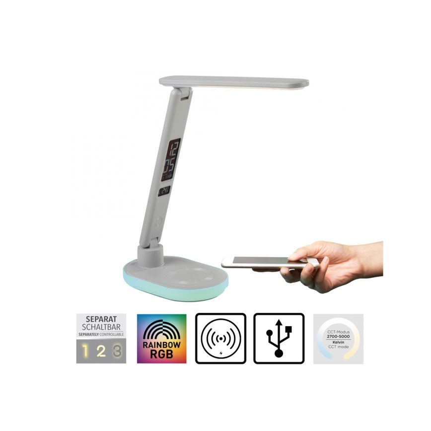 JUST LIGHT. 11018-16 - Lampada da tavolo LED RGBW dimmerabile con ricarica wireless TINA LED/4W/230V bianco