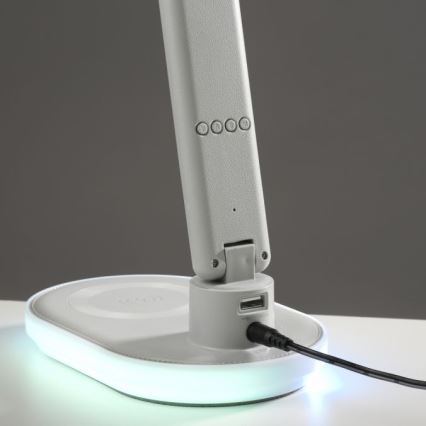 JUST LIGHT. 11018-16 - Lampada da tavolo LED RGBW dimmerabile con ricarica wireless TINA LED/4W/230V bianco