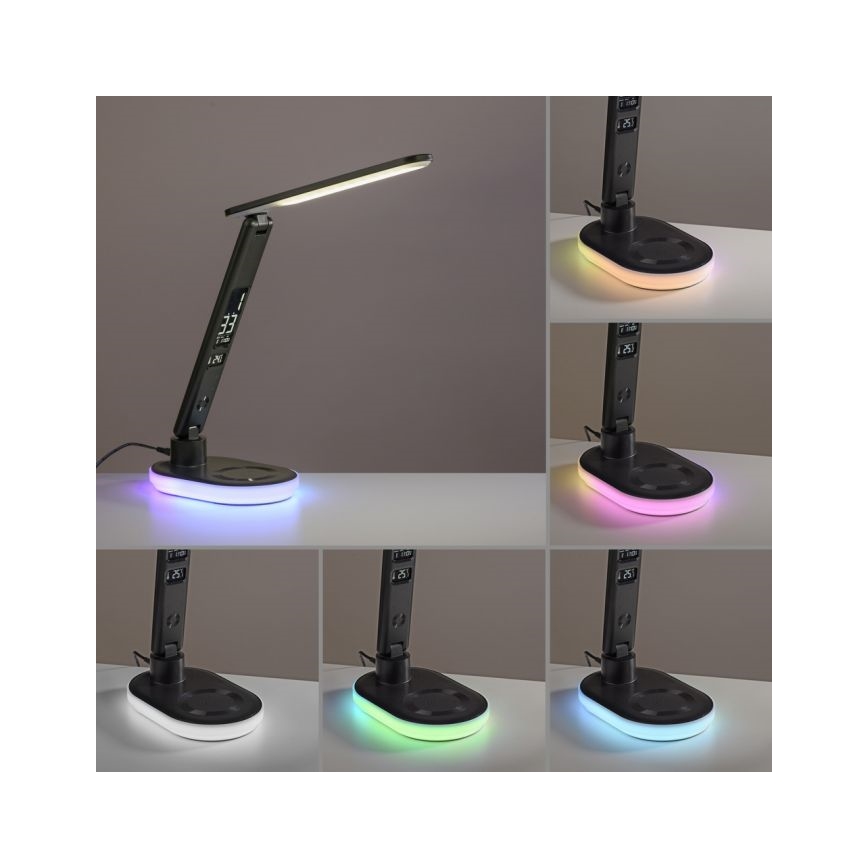 JUST LIGHT. 11018-18 - Lampada da tavolo touch dimmerabile LED RGBW con ricarica wireless TINA LED/4W/230V nero